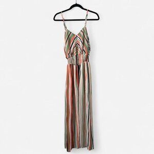 Striped Maxi Dress Smocked Waist Boho Vacation Summer Size 5